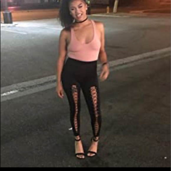 Hot❤️🔥NWT Sexy Lace Up Black Pants - Picture 8 of 14